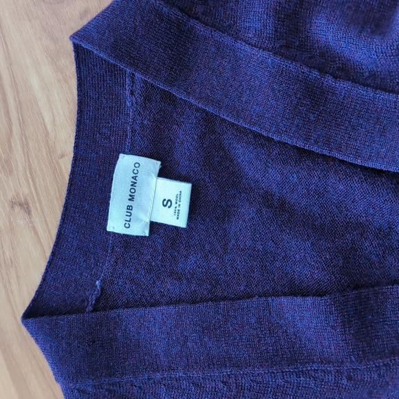 Club Monaco Button Boyfriend Cardigan S Purple Laine Wool - Picture 11 of 11